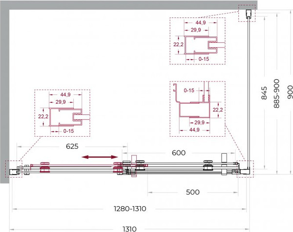 Душевой уголок BelBagno Marino_2-AH-1-130/90-C-GM