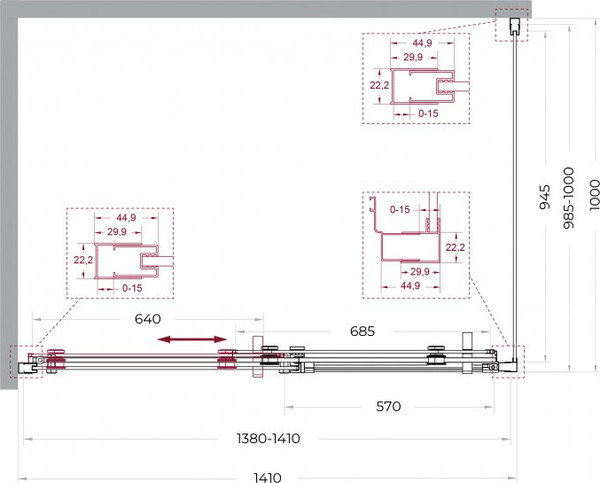 Душевой уголок BelBagno Marino_2-AH-1-140/100-C-Cr
