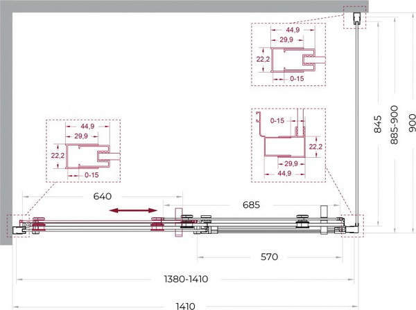 Душевой уголок BelBagno Marino_2-AH-1-140/90-C-GM