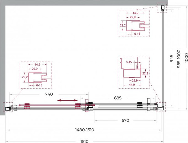 Душевой уголок BelBagno Marino_2-AH-1-150/100-C-Cr