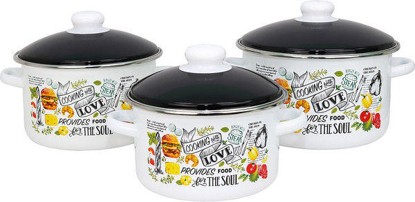 Набор кастрюль Эмаль Папин завтрак цил 2-3231/6 - фото