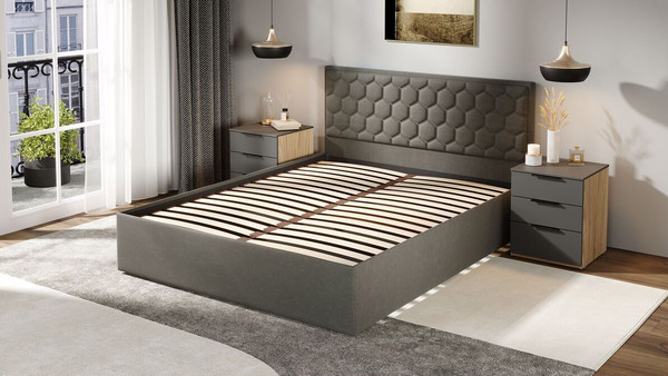 Двуспальная кровать ТриЯ Порто Универсальная с ПМ и заглушиной 180x200