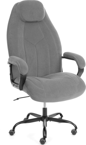 Кресло офисное Tetchair Boss metalBL (велюр, серый, 29) - фото