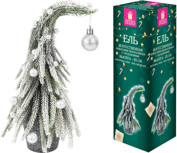 Елка декоративная Золотая сказка Заснеженная с декором / 592515