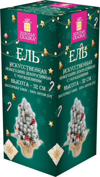 Елка декоративная Золотая сказка Заснеженная с декором / 592514