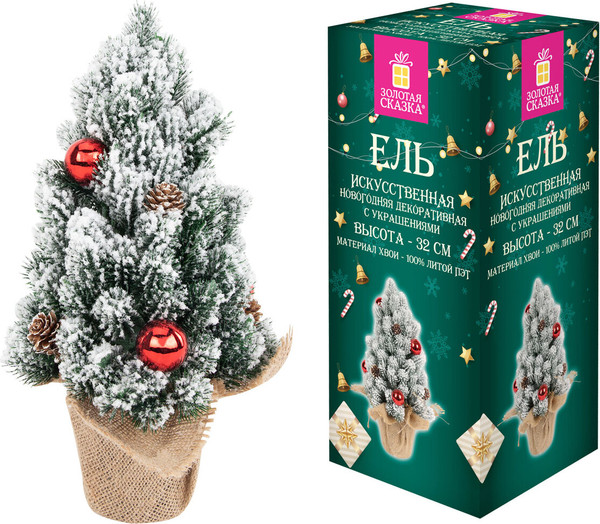 Елка декоративная Золотая сказка Заснеженная с декором / 592514