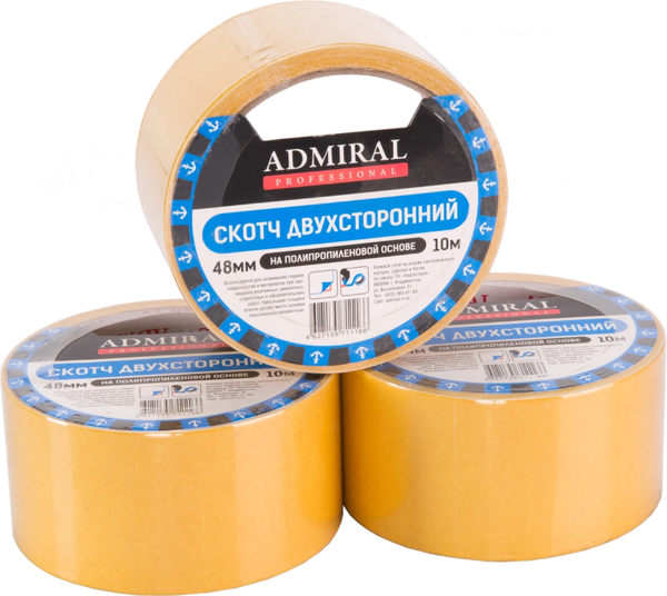 Скотч двухсторонний Admiral Полипропиленовый 48ммx25м 90мкм