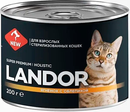 Влажный корм для кошек Landor Для стерилизованных кошек ягненок с облепихой / 2002218 - фото