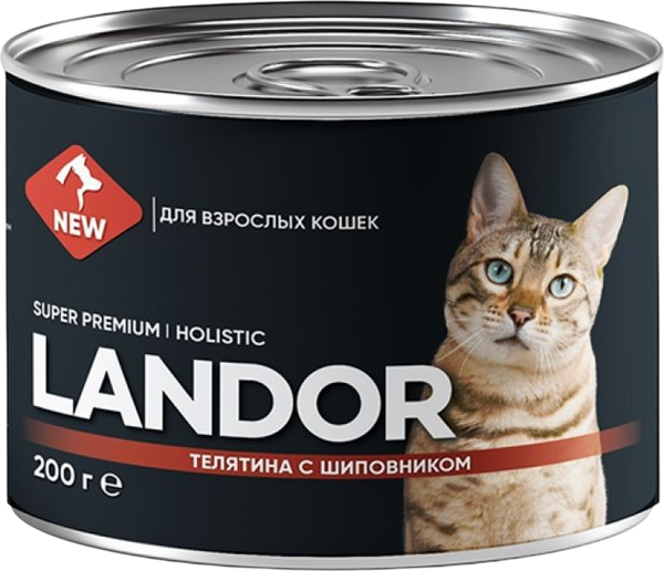Влажный корм для кошек Landor Для взрослых кошек телятина с шиповником / 2002224 - фото