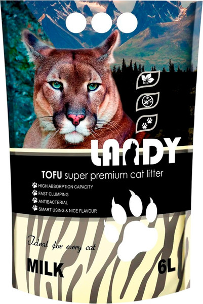 Наполнитель для туалета Landy Комкующийся TOFU с молочным ароматом - фото