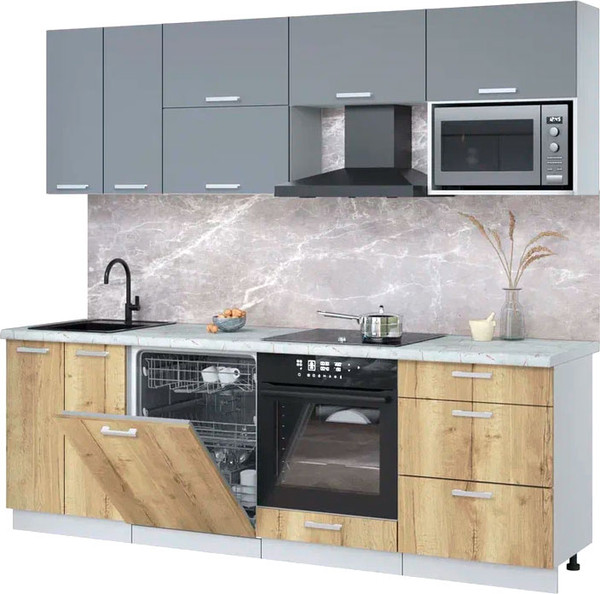 Кухонный гарнитур Интерлиния Мила Лайт 2.4-ПМ2 - фото