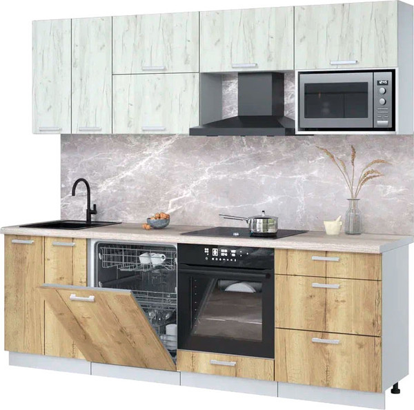 Кухонный гарнитур Интерлиния Мила Лайт 2.4-ПМ2 - фото