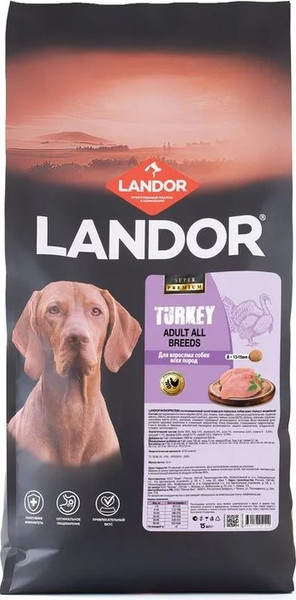 Сухой корм для собак Landor Monoprotein для взрослых собак всех пород с индейкой / F2155 - фото
