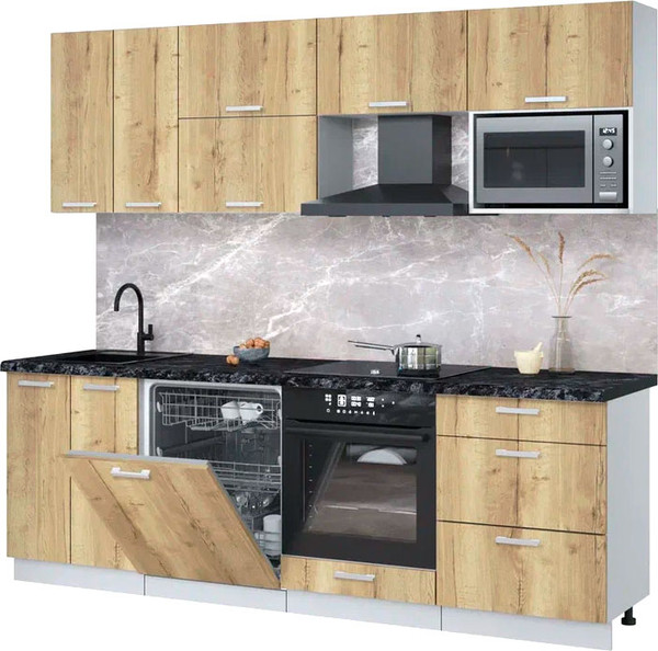 Кухонный гарнитур Интерлиния Мила Лайт 2.4-ПМ2 - фото