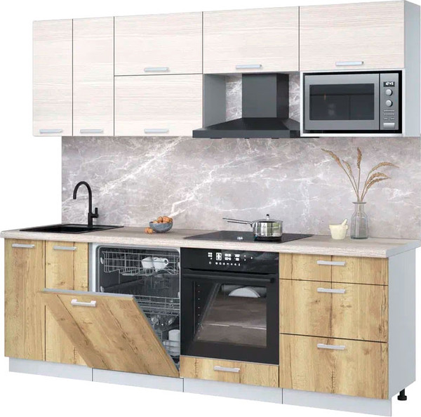 Кухонный гарнитур Интерлиния Мила Лайт 2.4-ПМ2 - фото