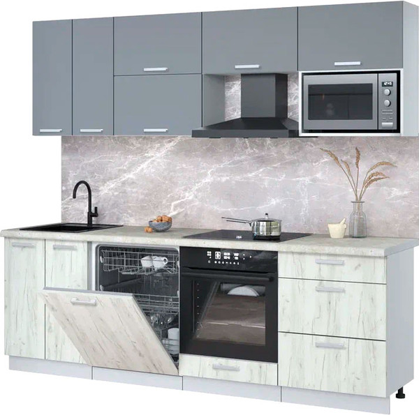 Кухонный гарнитур Интерлиния Мила Лайт 2.4-ПМ2 - фото