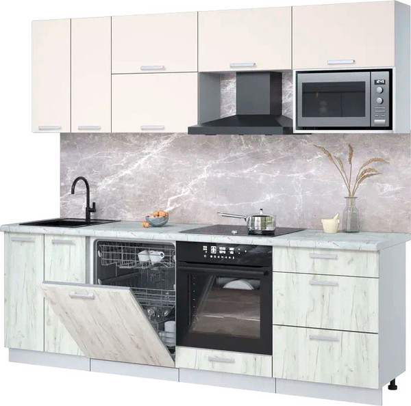 Кухонный гарнитур Интерлиния Мила Лайт 2.4-ПМ2 - фото