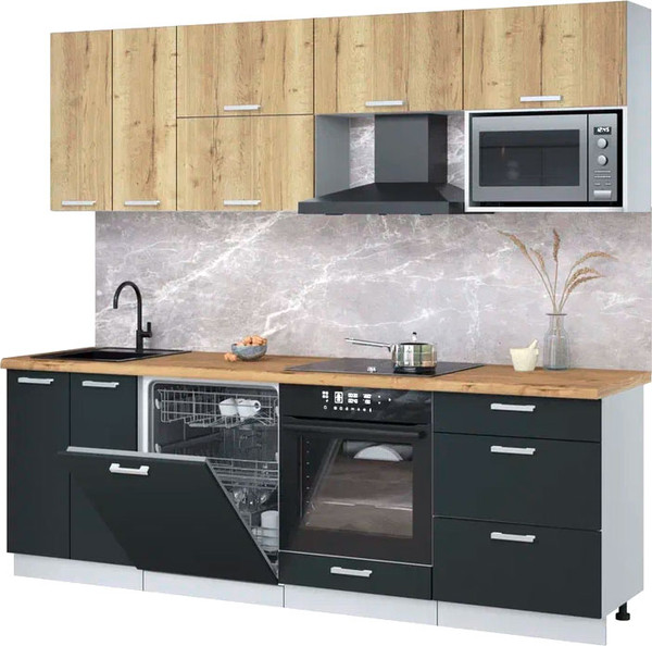 Кухонный гарнитур Интерлиния Мила Лайт 2.4-ПМ2 - фото