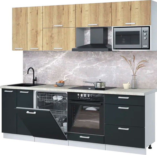 Кухонный гарнитур Интерлиния Мила Лайт 2.4-ПМ2 - фото