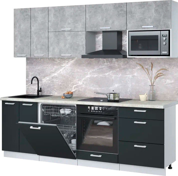 Кухонный гарнитур Интерлиния Мила Лайт 2.4-ПМ2 - фото