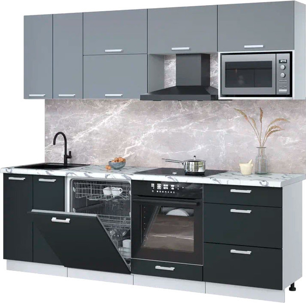 Кухонный гарнитур Интерлиния Мила Лайт 2.4-ПМ2 - фото