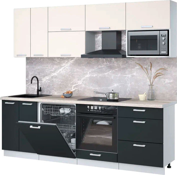 Кухонный гарнитур Интерлиния Мила Лайт 2.4-ПМ2 - фото