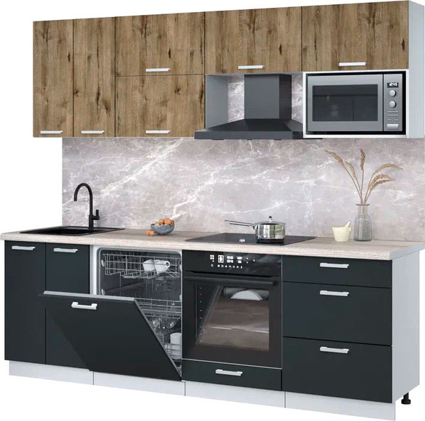 Кухонный гарнитур Интерлиния Мила Лайт 2.4-ПМ2 - фото