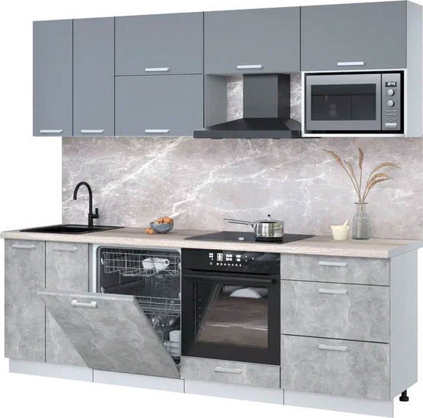 Кухонный гарнитур Интерлиния Мила Лайт 2.4-ПМ2 - фото