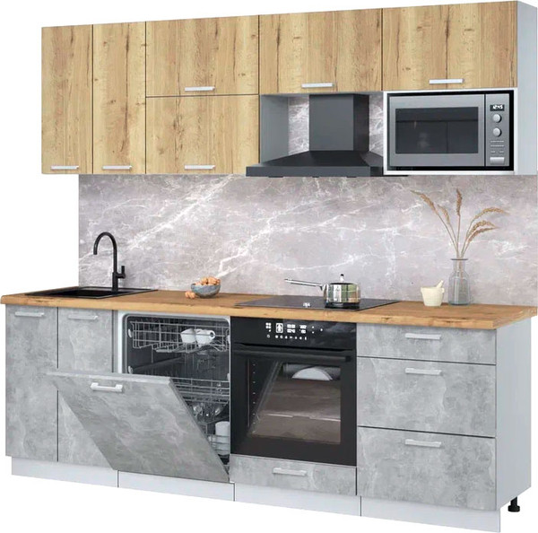 Кухонный гарнитур Интерлиния Мила Лайт 2.4-ПМ2 - фото