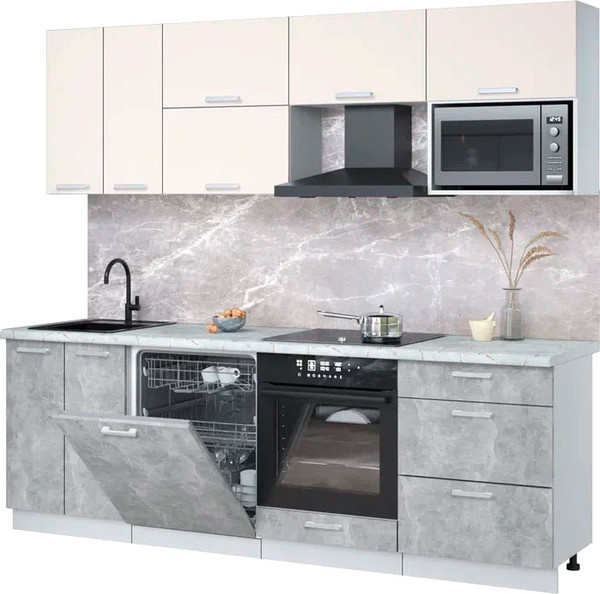 Кухонный гарнитур Интерлиния Мила Лайт 2.4-ПМ2 - фото