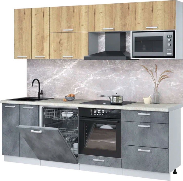 Кухонный гарнитур Интерлиния Мила Лайт 2.4-ПМ2 - фото