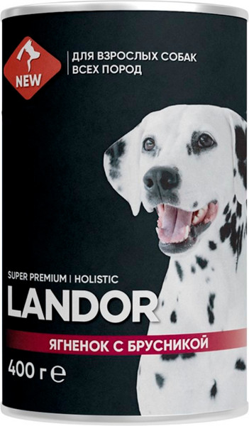 Влажный корм для собак Landor Для всех пород ягненок с брусникой / 4002204 - фото