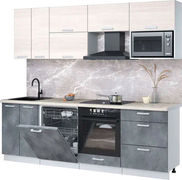 Кухонный гарнитур Интерлиния Мила Лайт 2.4-ПМ2 - фото