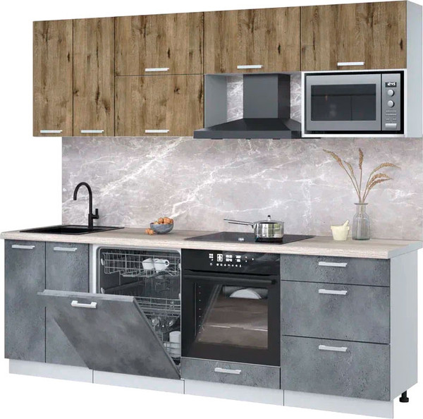 Кухонный гарнитур Интерлиния Мила Лайт 2.4-ПМ2 - фото