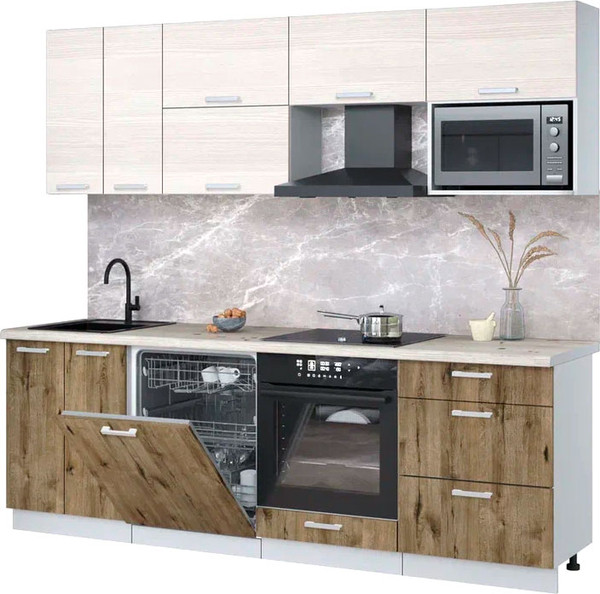 Кухонный гарнитур Интерлиния Мила Лайт 2.4-ПМ2 - фото