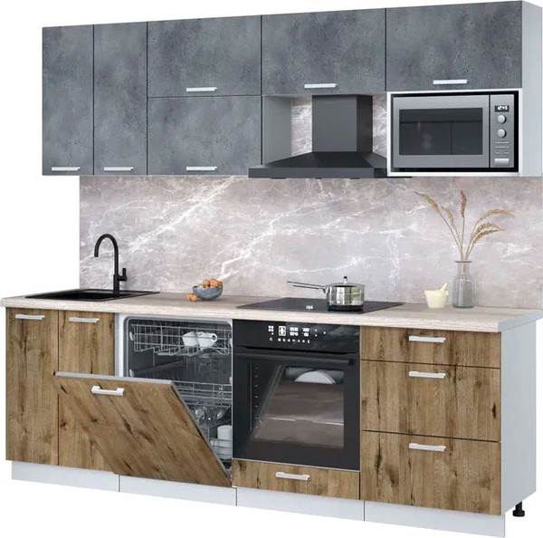 Кухонный гарнитур Интерлиния Мила Лайт 2.4-ПМ2 - фото