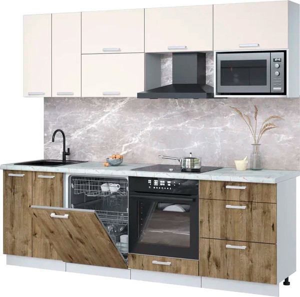 Кухонный гарнитур Интерлиния Мила Лайт 2.4-ПМ2 - фото