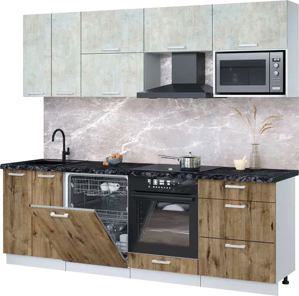 Кухонный гарнитур Интерлиния Мила Лайт 2.4-ПМ2 - фото