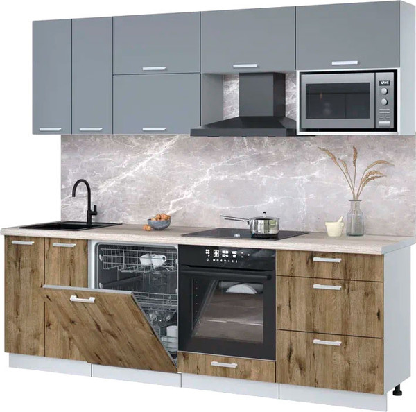 Кухонный гарнитур Интерлиния Мила Лайт 2.4-ПМ2 - фото