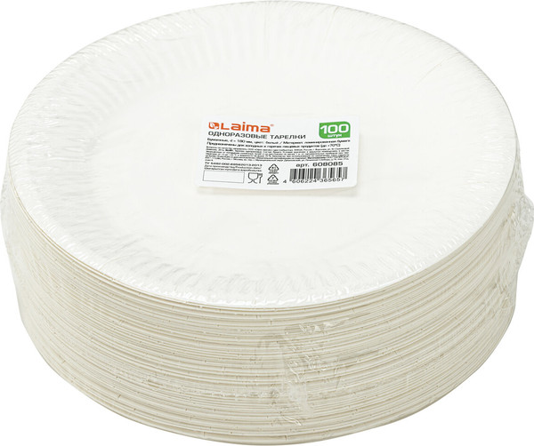 Набор одноразовых тарелок Laima Стандарт / 608085