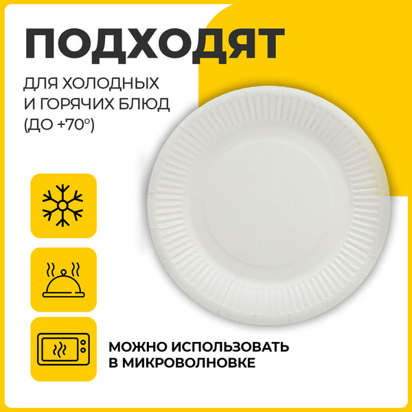 Набор одноразовых тарелок Laima Стандарт / 608086