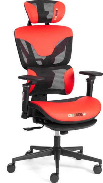 Кресло офисное Tetchair KingCobra искусственная кожа/сетка (черный/красный) - фото
