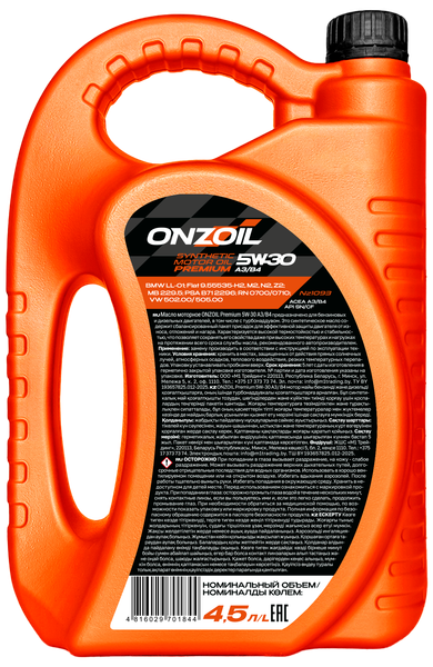 Моторное масло Onzoil Premium 5W30 A3/B4