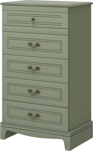 Комод Bravo Мебель Лорето 5 ящиков (лак зеленый самшит) - фото