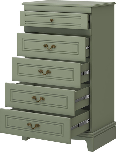 Комод Bravo Мебель Лорето 5 ящиков (лак зеленый самшит)