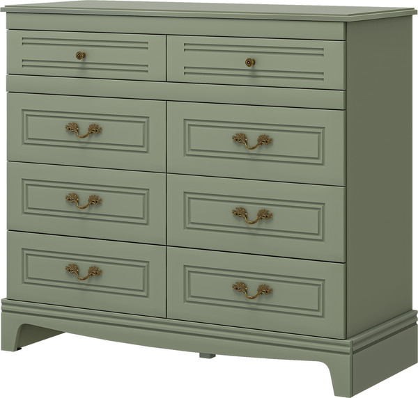 Комод Bravo Мебель Лорето 8 ящиков (лак зеленый самшит) - фото
