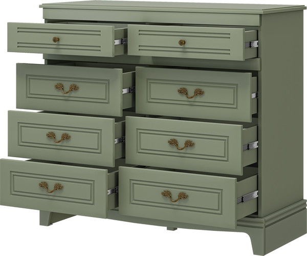 Комод Bravo Мебель Лорето 8 ящиков (лак зеленый самшит)