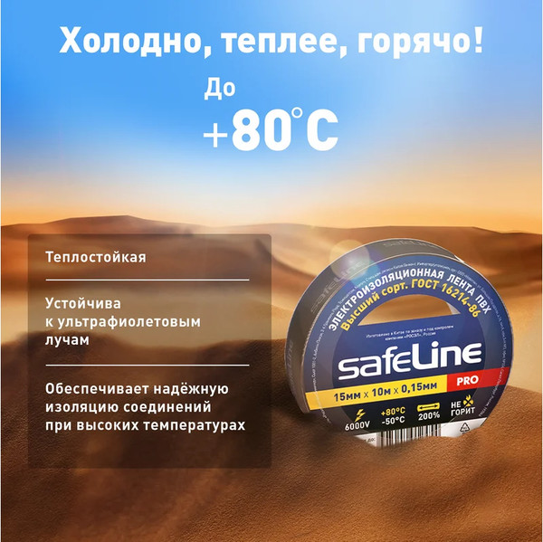 Изолента Safeline 15ммx10м 9356