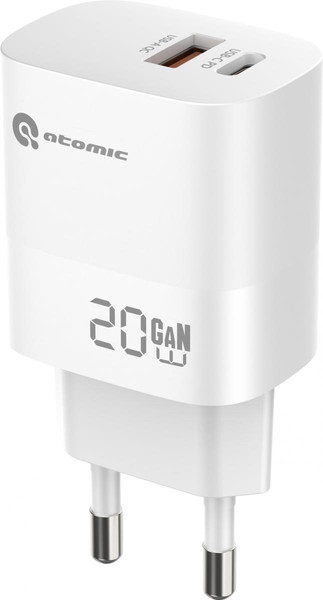 Адаптер питания сетевой Atomic Motion G202 GAN 20W 2-порта USB (A+C) / 10.202 - фото