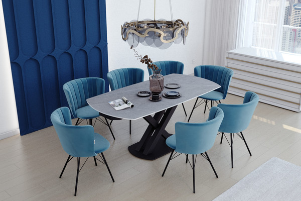 Обеденная группа Sheffilton SHT-DS293 (серый светлый/черный/тихий океан/черный муар)